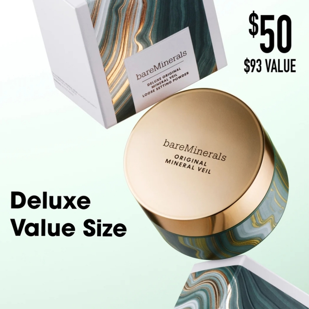 NIB BARE MINERALS DELUXE ORIGINAL MINERAL VEIL TRANSLUSCENT LOOSE SETTING POWDER - Picture 7 of 15